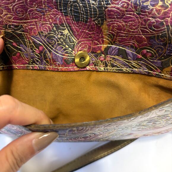 PATRICIA NASH Leather Metallic Tooled Lace Beaumont Flap Crossbody Bag in Multi - Picture 9 of 15